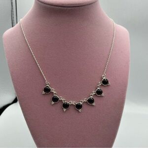 vintage woman's Garnet color sterling silver necklace